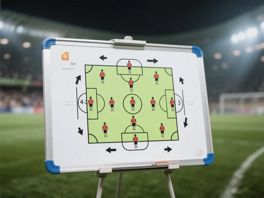 足球战术板上的4-3-3阵型图